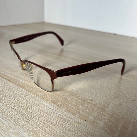 Prada VPR65R UAN-1O1 Eyeglasses Red Gold Frames Made in Italy 53-16-140 - Picture 3 of 10